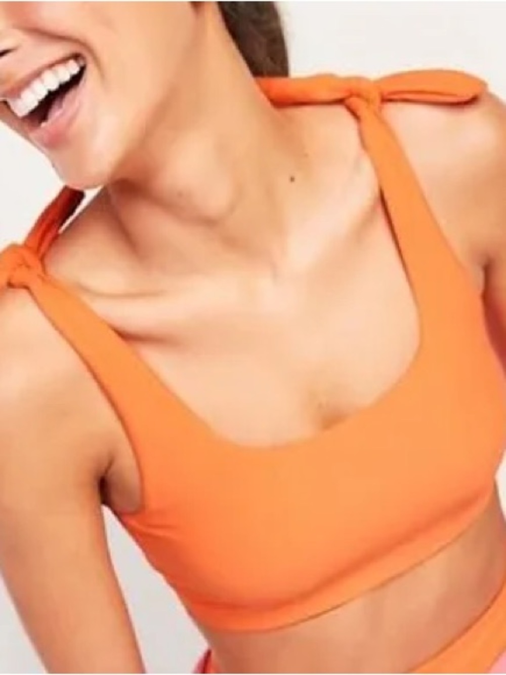 Old Navy Orange BOW Tie-Shoulder Sports Bra NWOT
